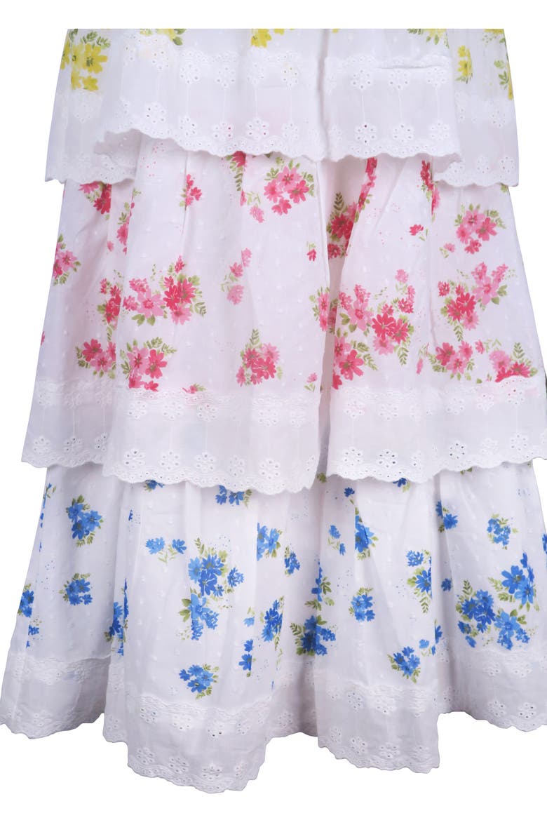 Zunie Kids' Floral Tiered Maxi Sundress, Alternate, color, White Mult