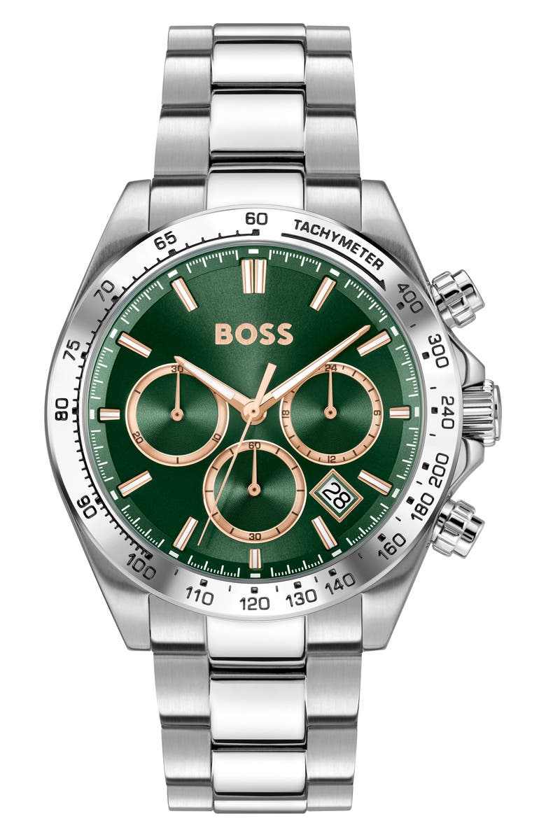 BOSS Hero 2.0 Chronograph Bracelet Watch, 43mm, Main, color, Green