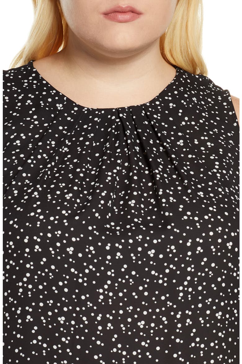 Gathered Neck Shell, Alternate, color, BLACK/ IVORY