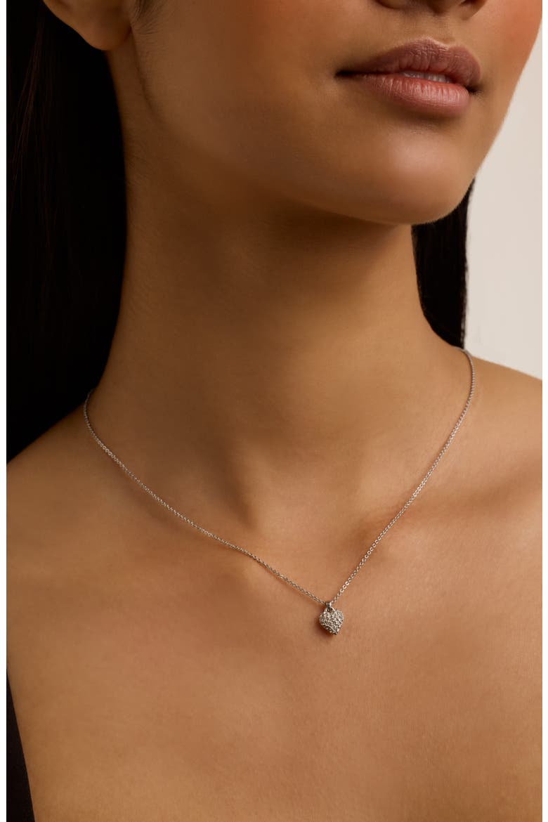 Adorina Crystal Sweetheart Pendant Necklace, Alternate, color, SILVER TONE/ CLEAR CRYSTAL