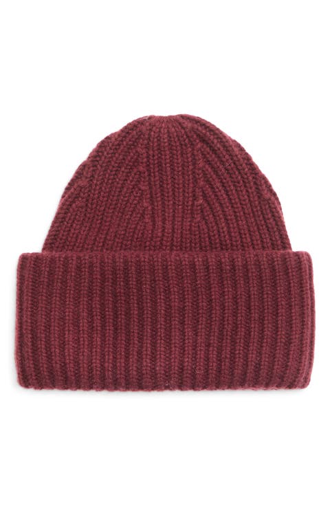 Merino Wool & Cashmere Rib Foldover Beanie