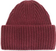 Veronica Beard Merino Wool & Cashmere Rib Foldover Beanie