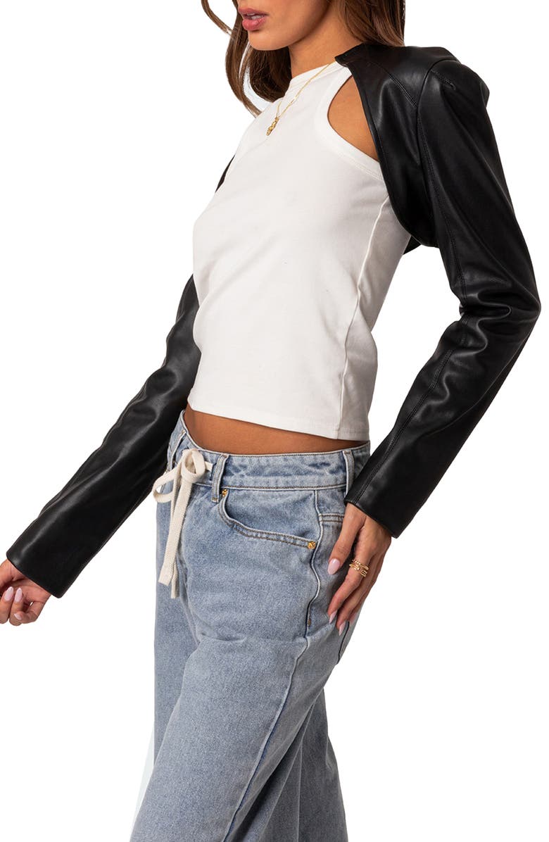EDIKTED Faux Leather Shrug Jacket, Alternate, color, 