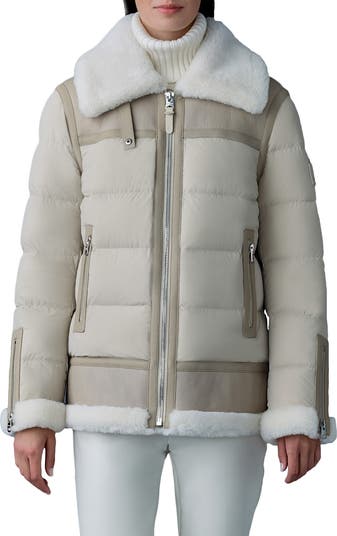 Mackage Vanna Mixed Media Genuine Shearling Down Puffer Coat