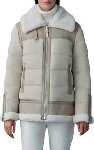 Mackage Vanna Mixed Media Genuine Shearling Down Puffer Coat