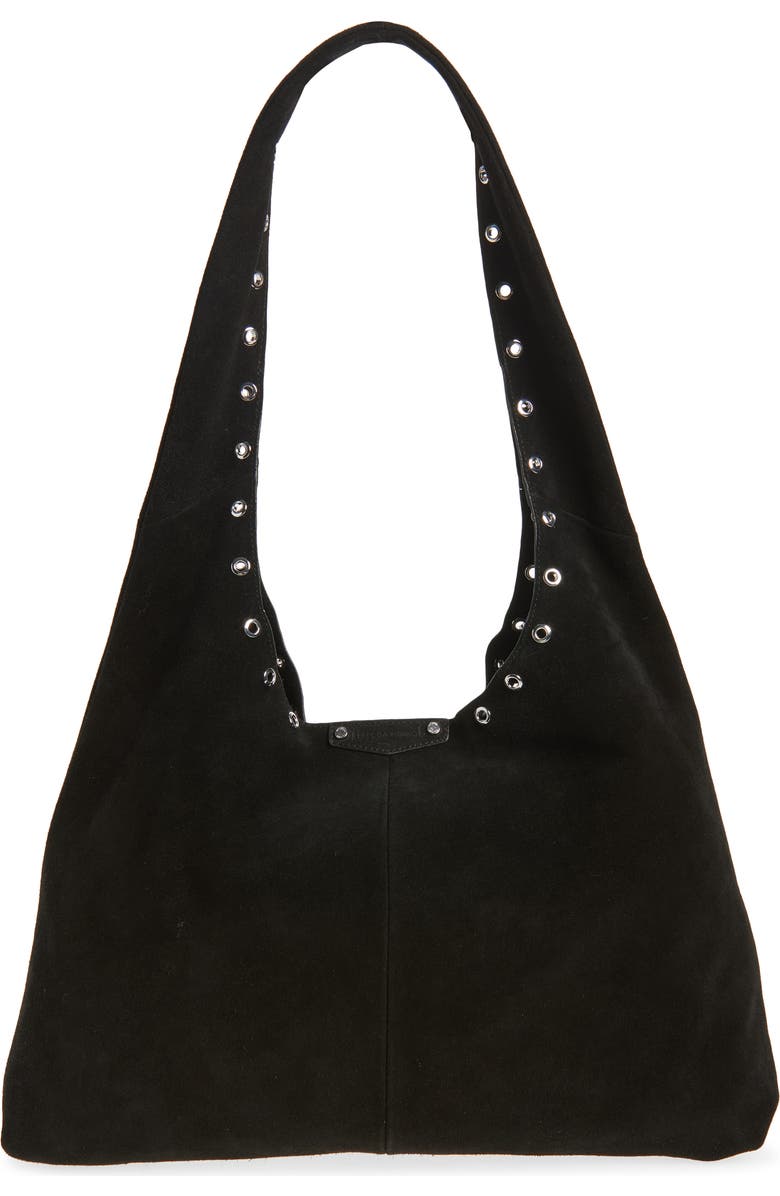 Rebecca Minkoff Industry Suede Slouchy Hobo Bag, Main, color, Black