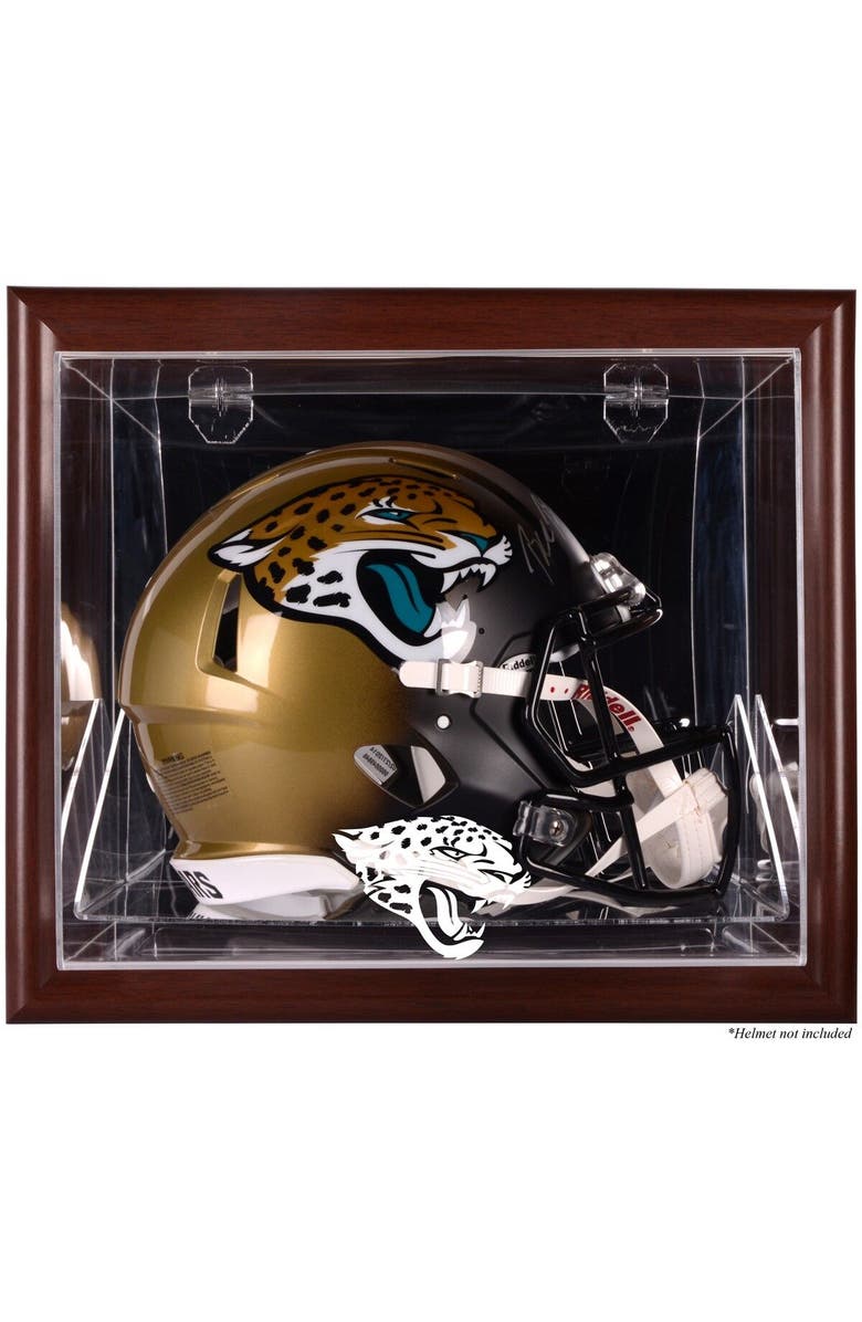 FANATICS AUTHENTIC Jacksonville Jaguars (2013-Present) Brown Framed Wall-Mountable Helmet Case, Main, color, 
