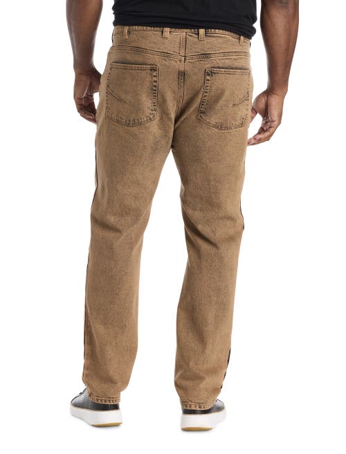 True Nation By Dxl Big & Tall Overdye Tapered-fit Jeans In Brown