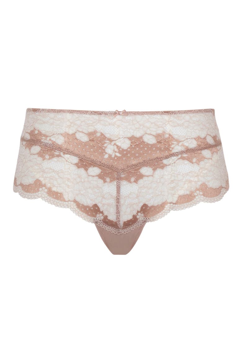 Clara Lace Cheeky Briefs, Alternate, color, HONEY