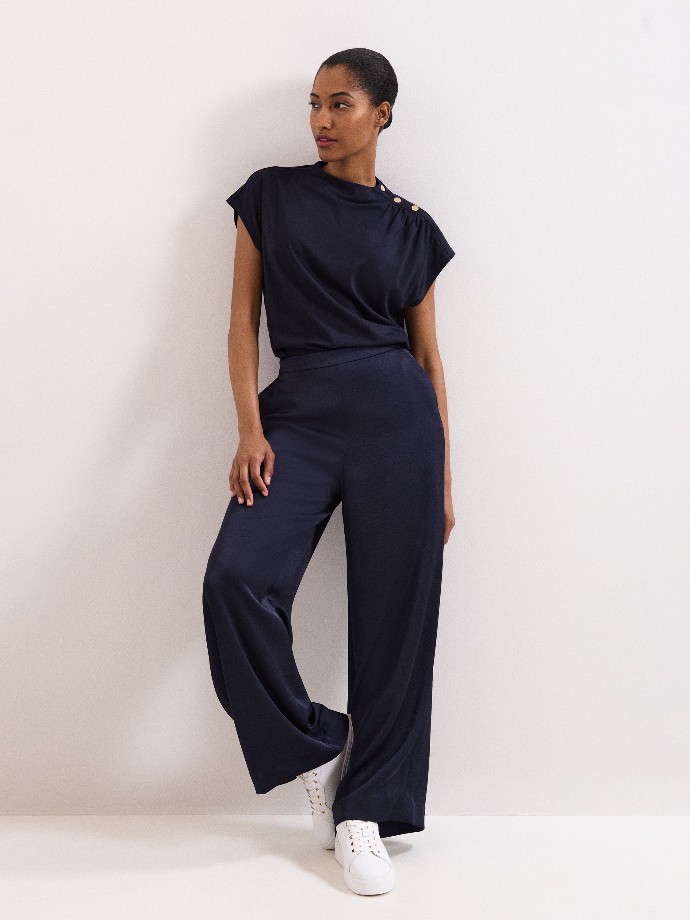 Paige Ruched Shoulder Hardware Ponte Top - image 4