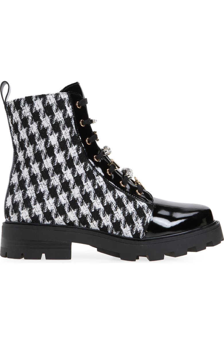 KARL LAGERFELD PARIS Maple Tweed Combat Boot, Alternate, color, Black/White