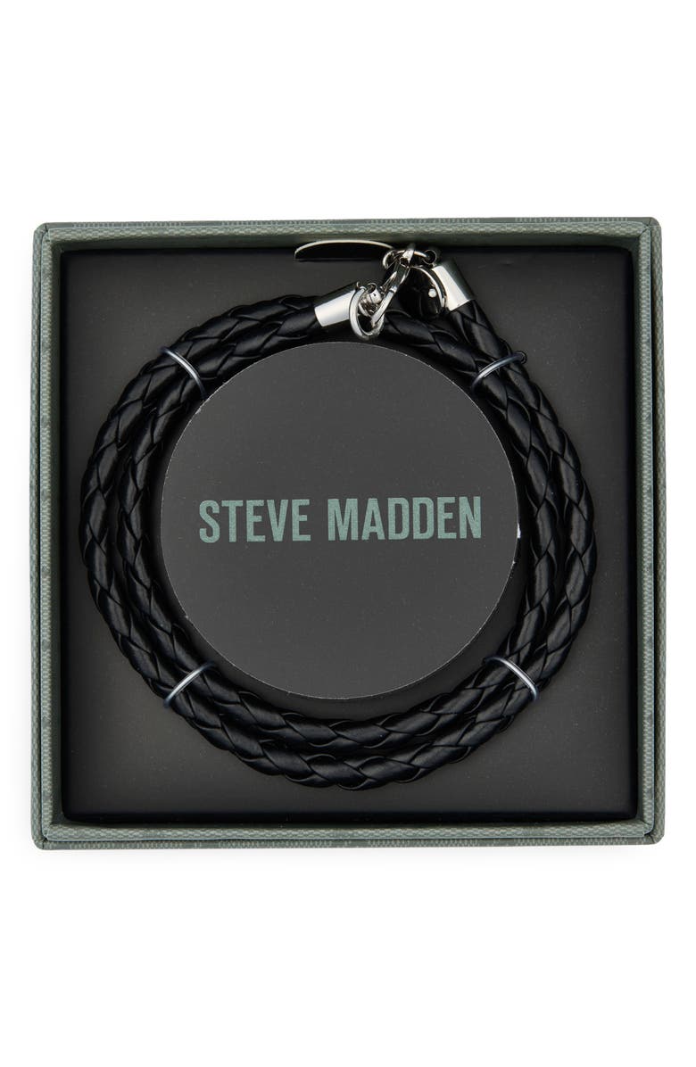 Steve Madden Men's Braided Wrap Bracelet, Main, color, Black