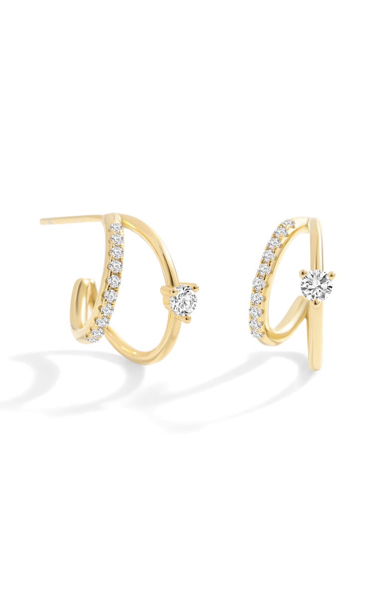 Mint & Lily The Nova Double Hoop Earrings, Main, color, 18K Gold Vermeil / Moissanite