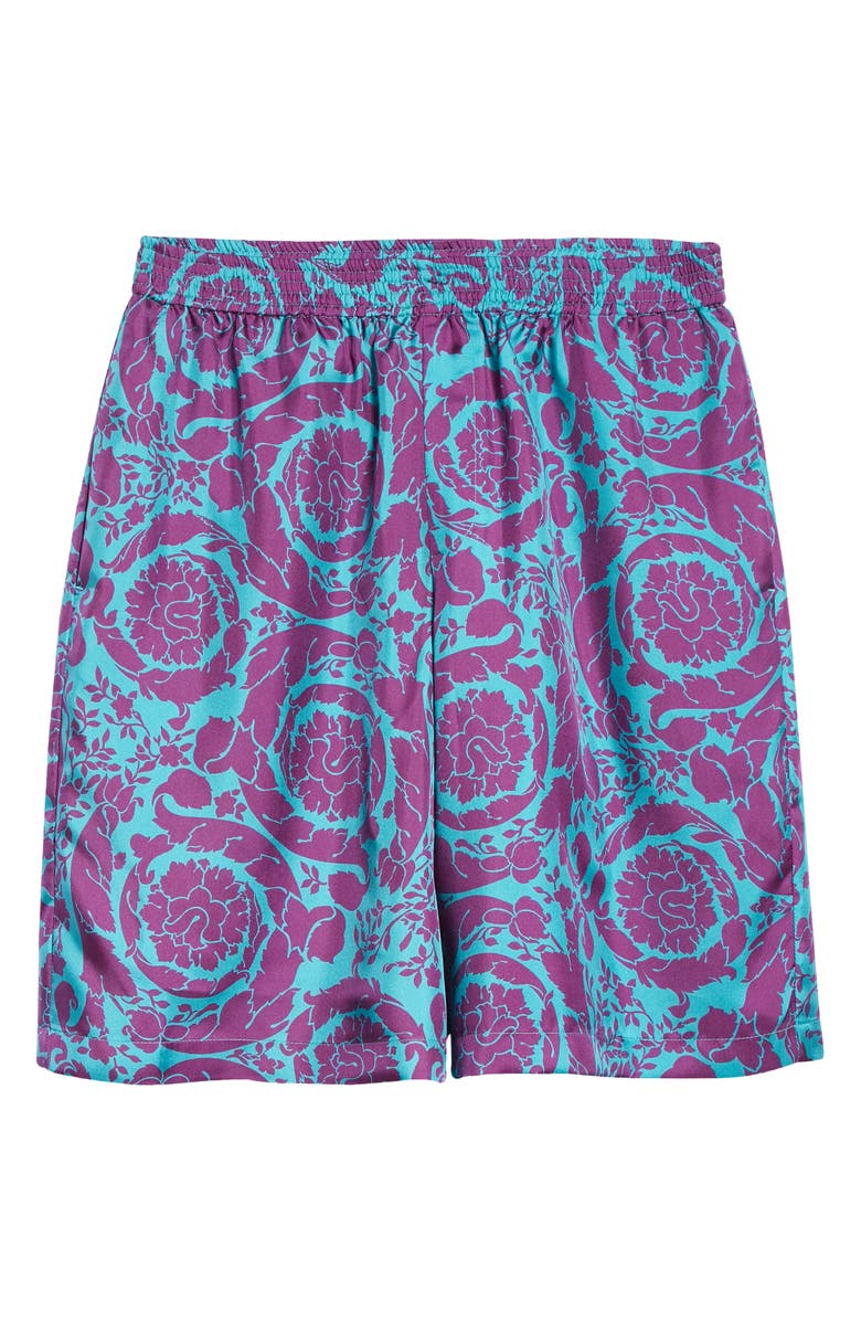Versace Men's Barocco Print Silk Shorts, Alternate, color,