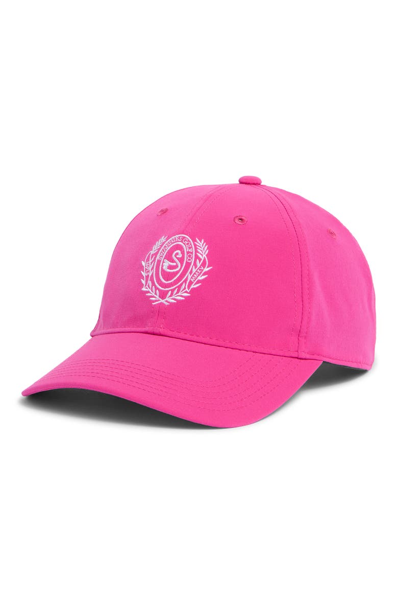 Emblem Snapback Baseball Cap, Main, color, RASPBERRY
