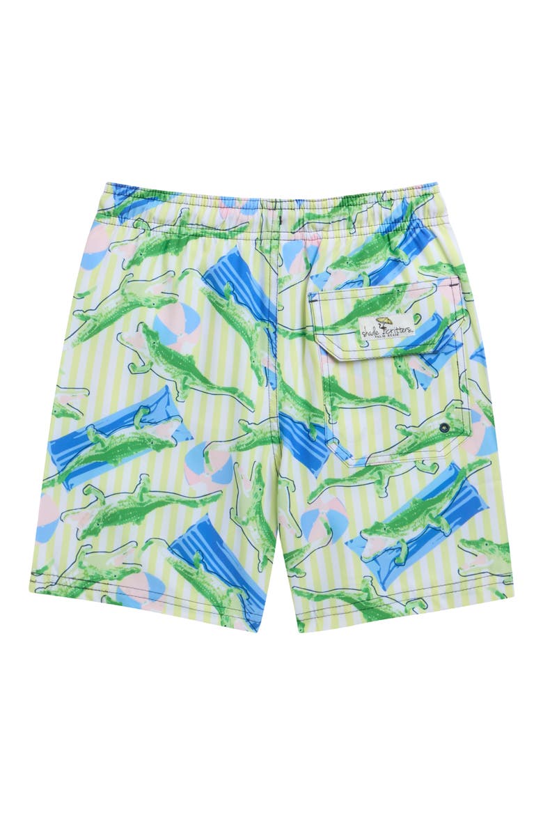Kids' Beach Gator Swim Shorts, Alternate, color, LIGHT GREEN MULTI
