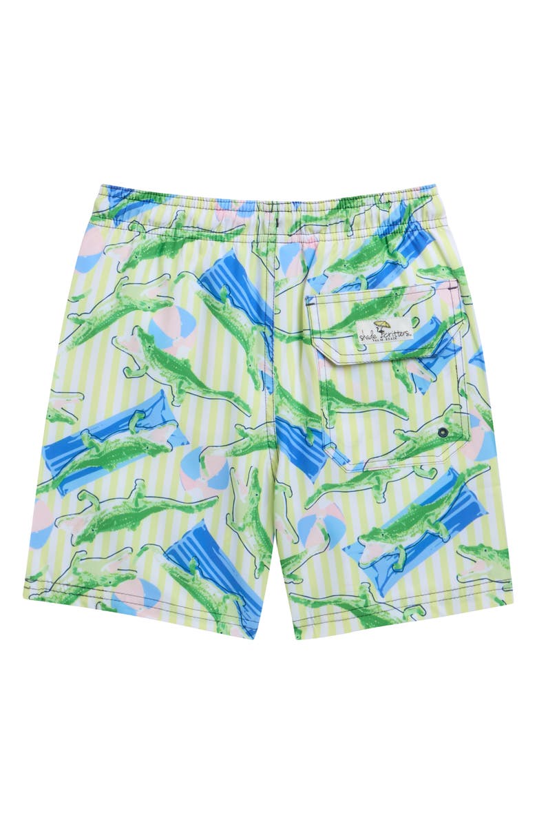 Shade Critters Kids' Beach Gator Swim Shorts, Alternate, color, Light Green Multi