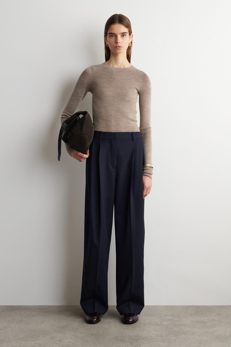 Seamless Merino Wool Long-Sleeved Top, Alternate, color, BEIGE MÉLANGE