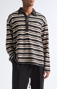 SONG FOR THE MUTE Striped Long Sleeve Polo