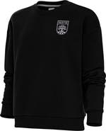 ANTIGUA Women's Antigua Black Austin FC Brushed Metallic Logo Victory Crewneck Pullover Sweatshirt