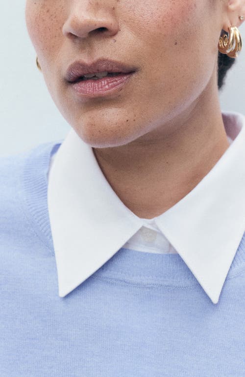 Mango Fine Knit Crewneck Sweater In Blue