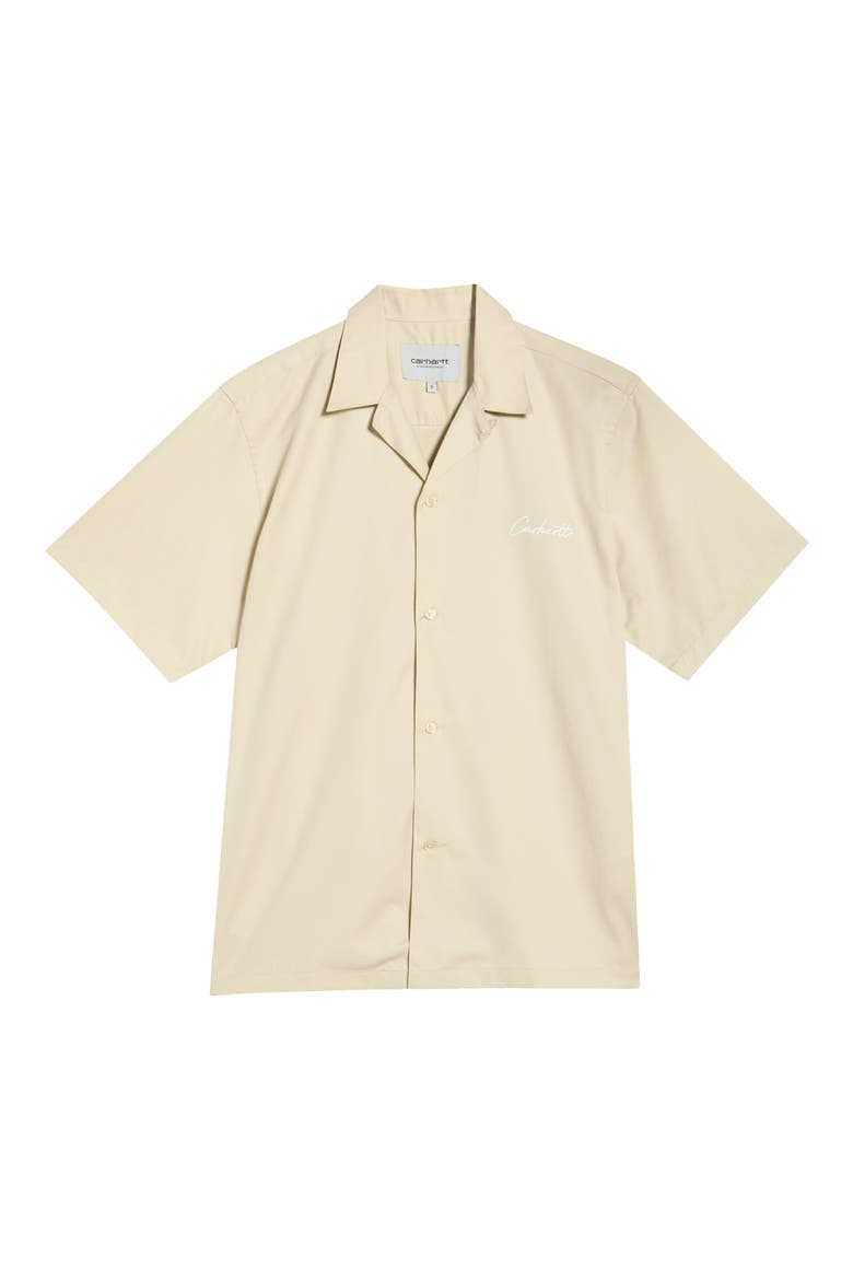 Delray Cotton & Lyocell Camp Shirt, Main, color, STONE / WHITE
