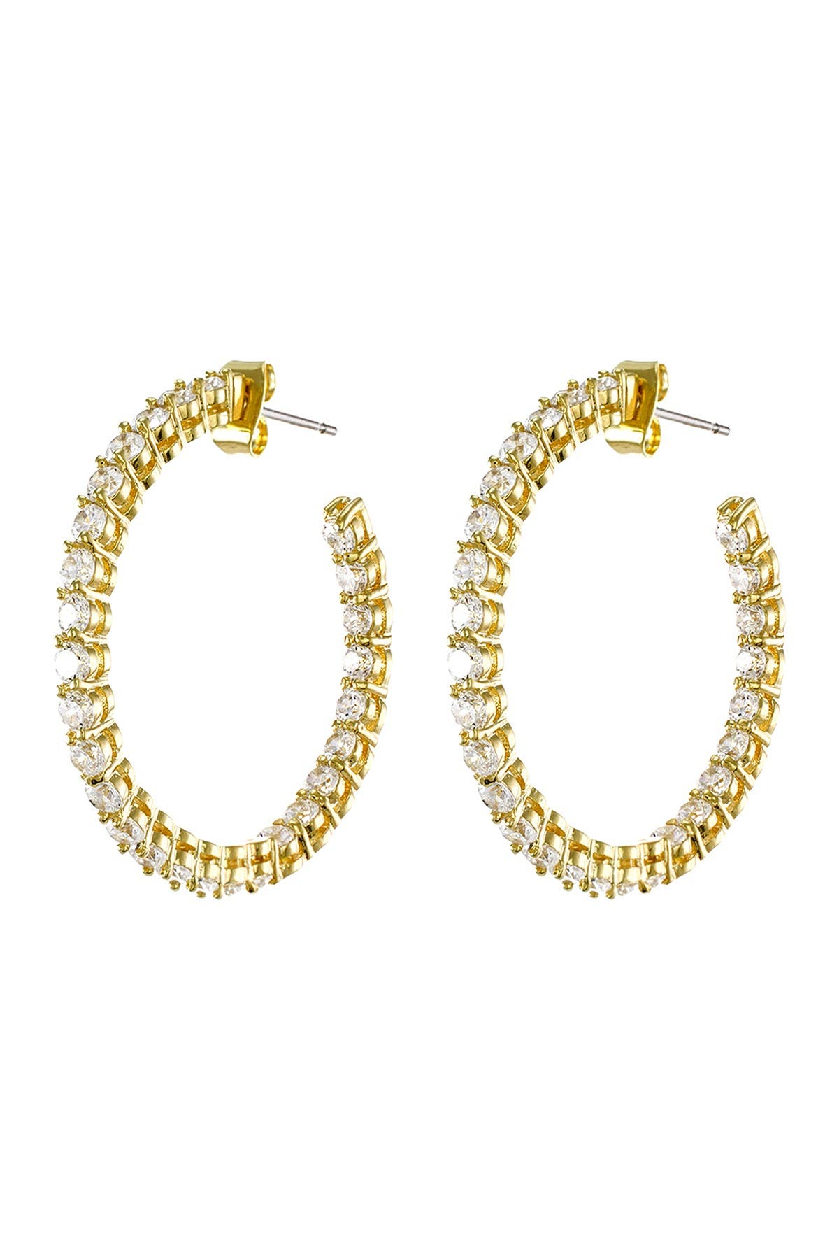 CZ by Kenneth Jay Lane Round CZ Inside-Out Hoop Earrings