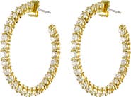 CZ by Kenneth Jay Lane Round CZ Inside-Out Hoop Earrings