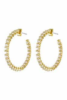 CZ by Kenneth Jay Lane Round CZ Inside-Out Hoop Earrings