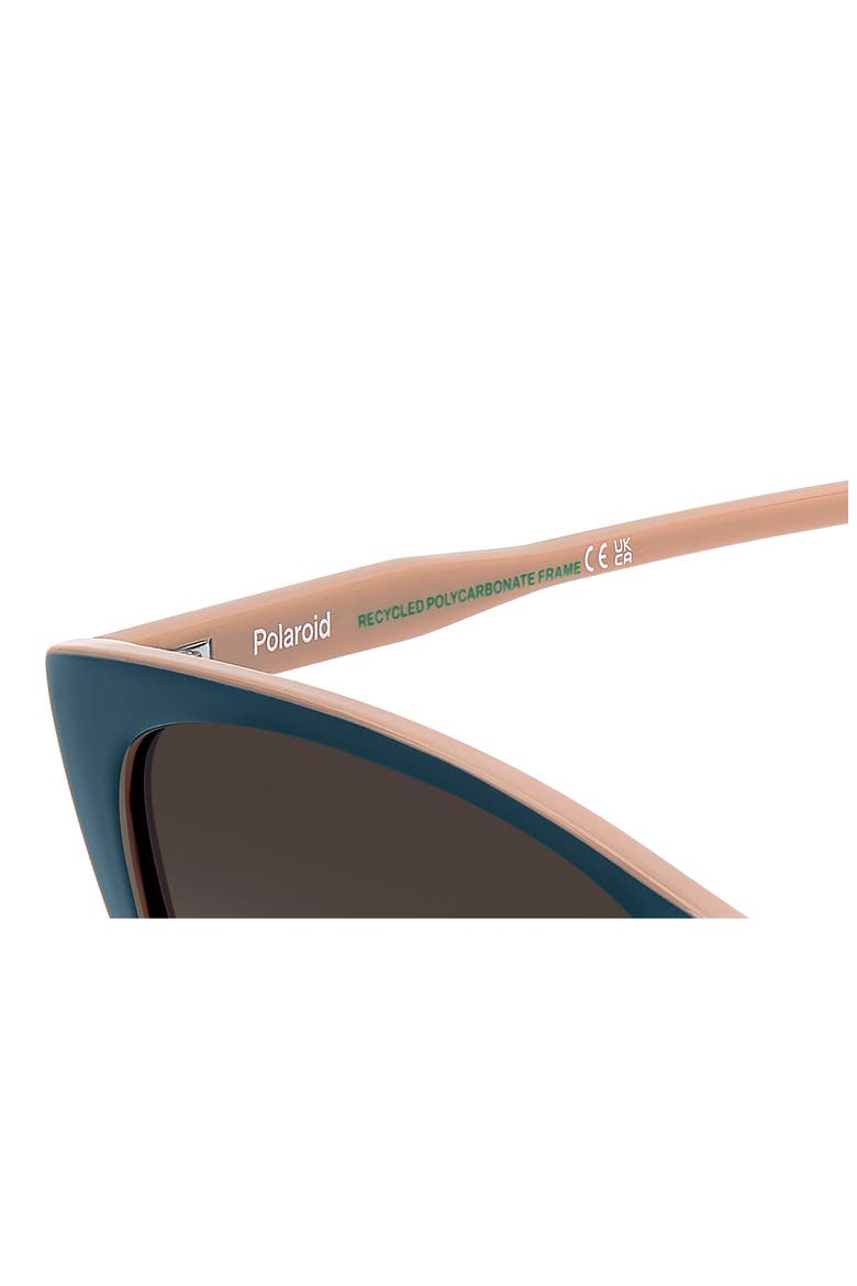 56mm Polarized Cat Eye Sunglasses, Alternate, color, TEAL PINK/ BROWN SF POLAR