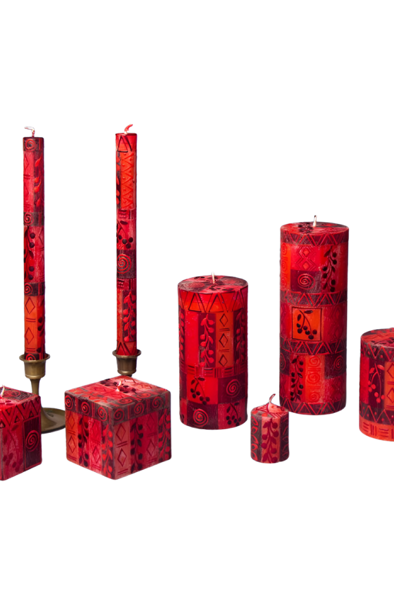Thumbprint Artifacts Berry Blaze Painted Pillar Candle, Alternate, color, Berry Blaze - 3X6"