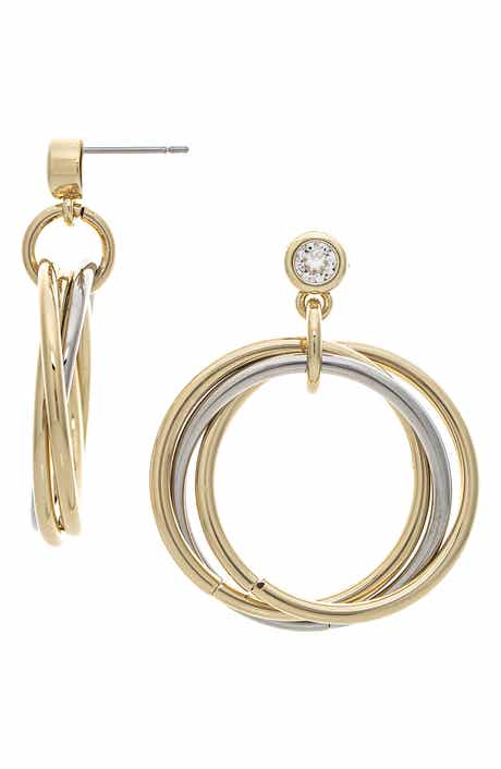 Two Tone Front Facing Hoop Earrings