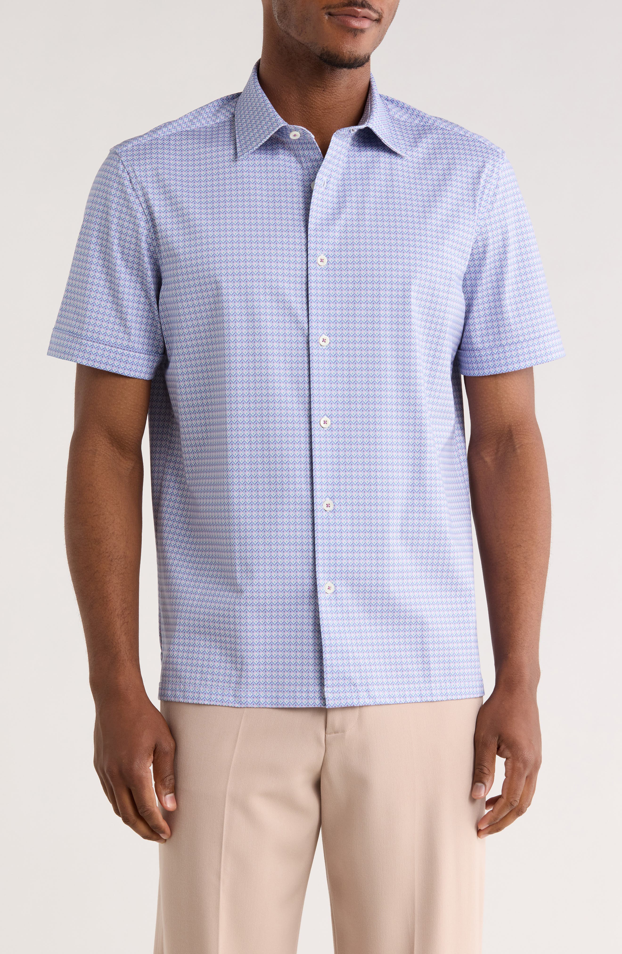 Bugatchi Print Short Sleeve Button-Up Shirt