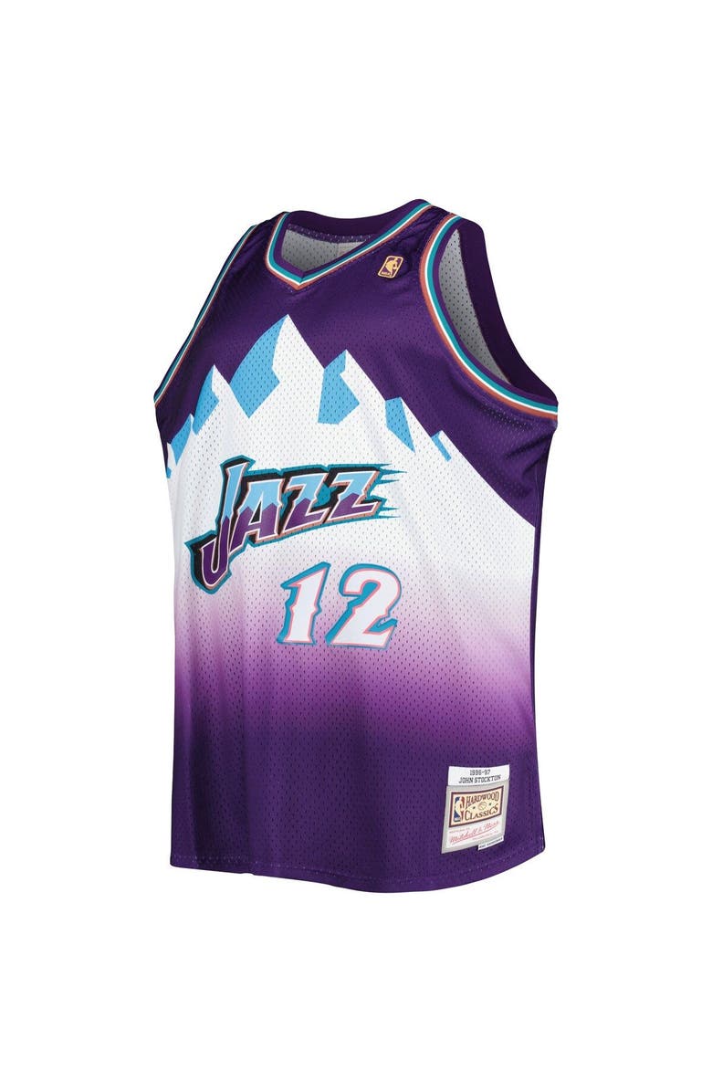 Mitchell & Ness Men's Mitchell & Ness John Stockton Purple Utah Jazz Big & Tall Hardwood Classics 1996/97 Swingman Jersey, Alternate, color, 