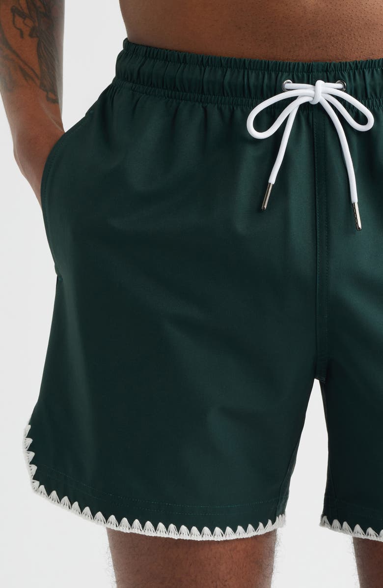 MAVRANS Green Course Stitch Swim Trunks, Alternate, color, Green