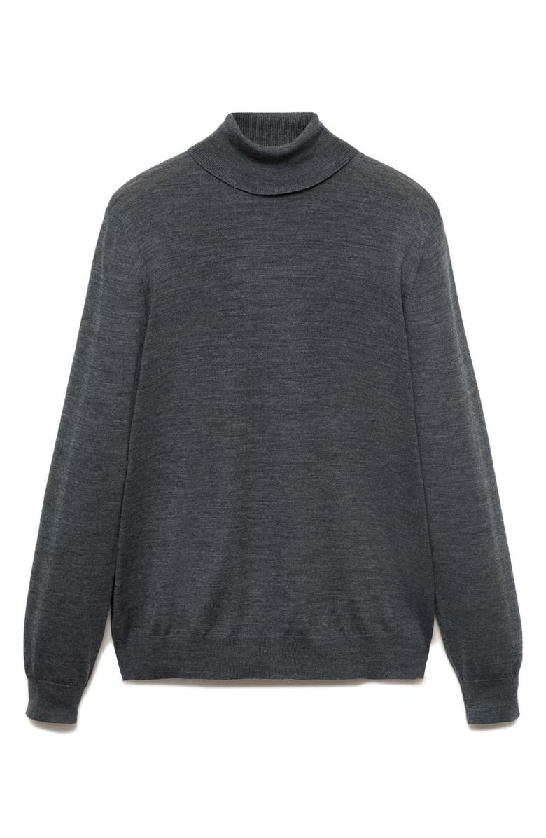 MANGO Turtleneck Wool Sweater, Alternate, color, Medium Heather Grey