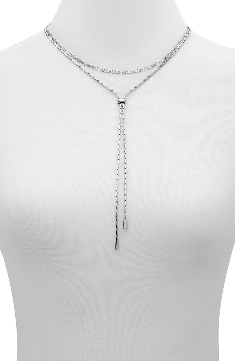 Vince Camuto Had a Chain Layered Y-Necklace, Alternate, color, Silver Tone