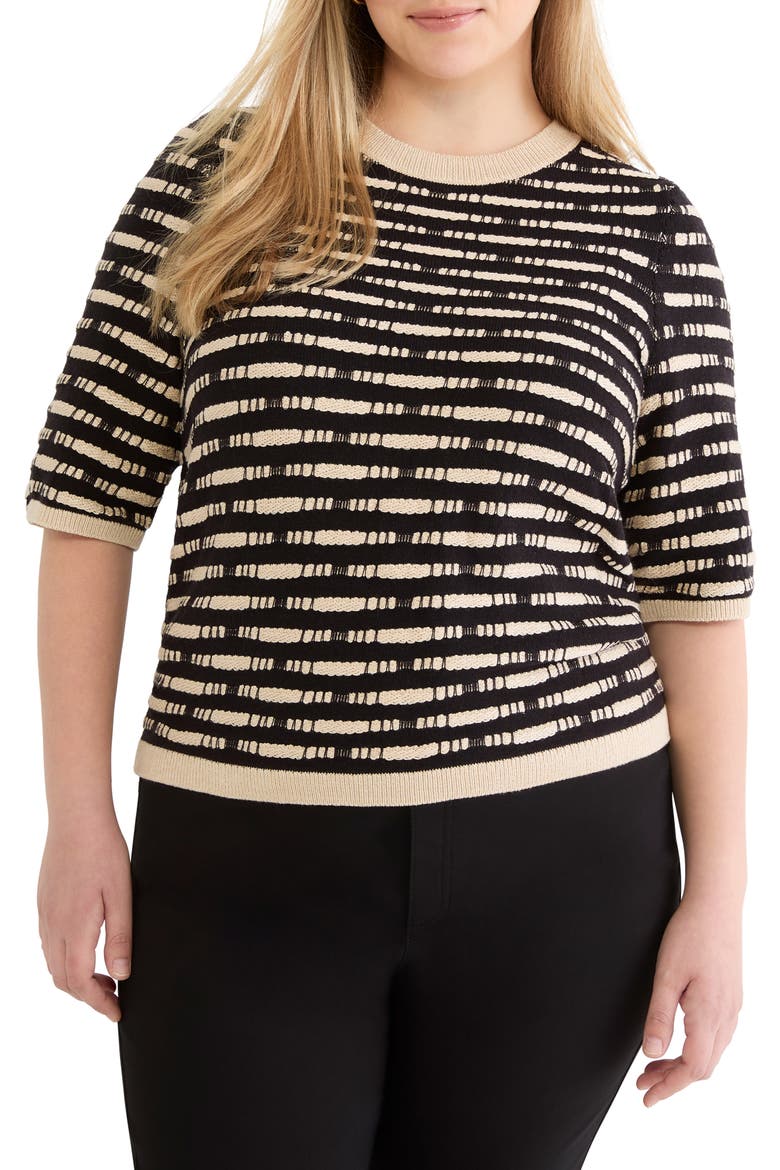 Atelier Short Sleeve Sweater, Main, color, BLACK MULTI