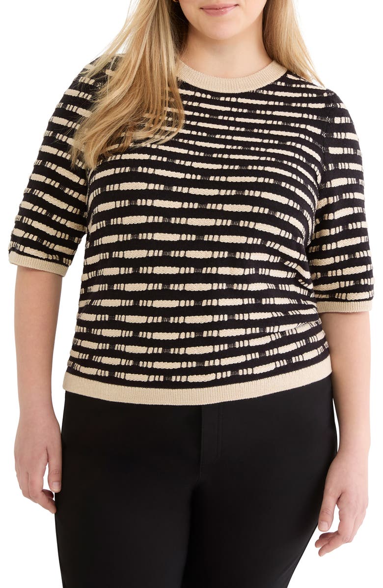 NIC+ZOE Atelier Short Sleeve Sweater, Main, color, Black Multi