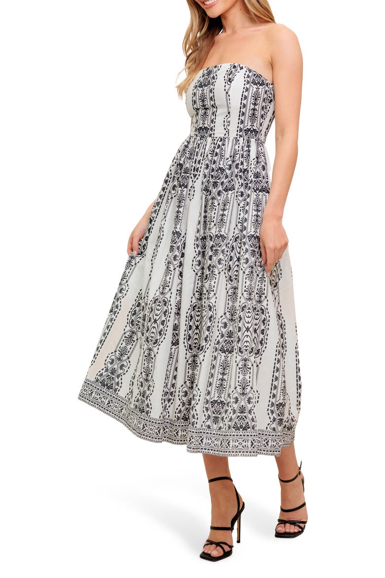 Strapless Midi Dress, Alternate, color, WHITE