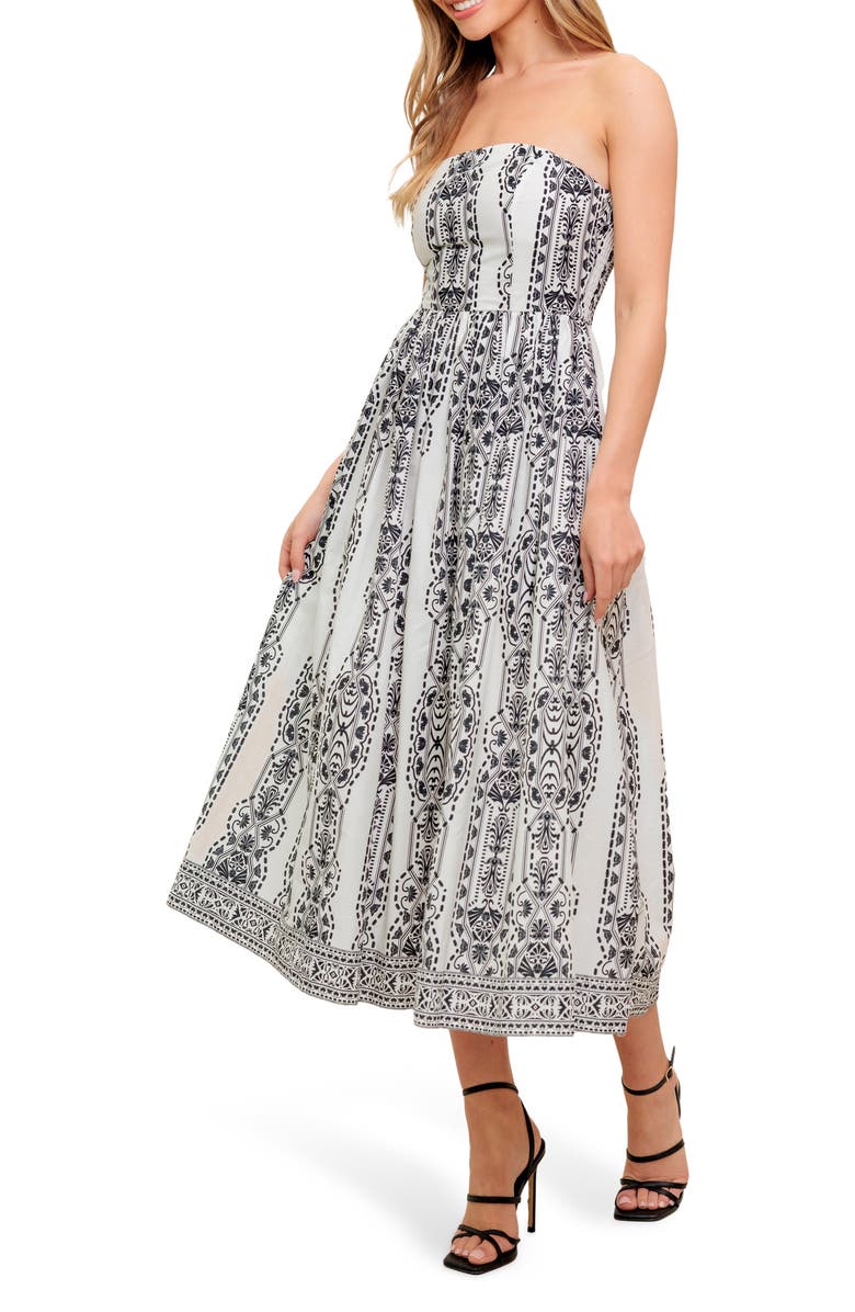 FLYING TOMATO Strapless Midi Dress, Alternate, color, White