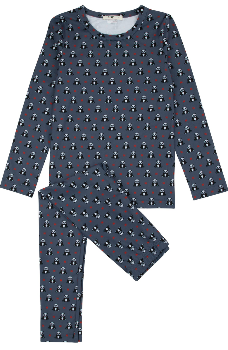 NoggiWear Boys Panda Pattern Loungewear Set, Main, color, Gray / Panda Pattern
