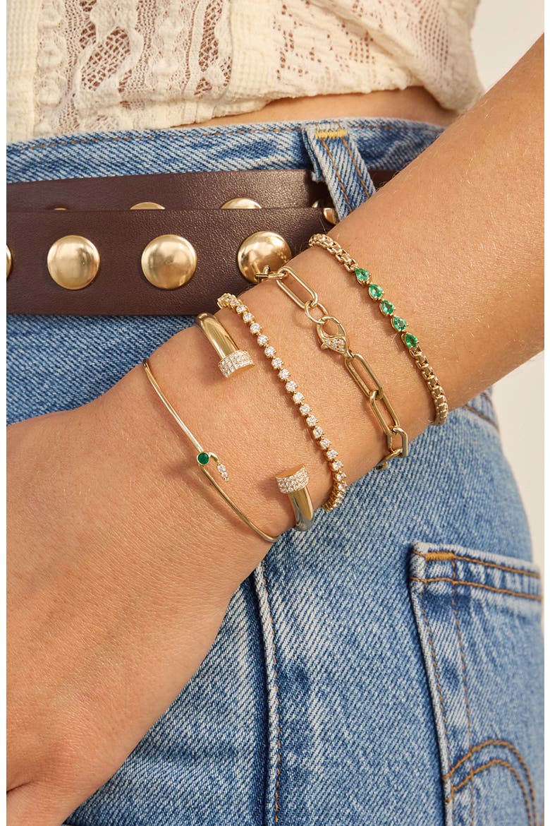 Emerald Pear Box Chain Bracelet, Alternate, color, 14K YELLOW GOLD