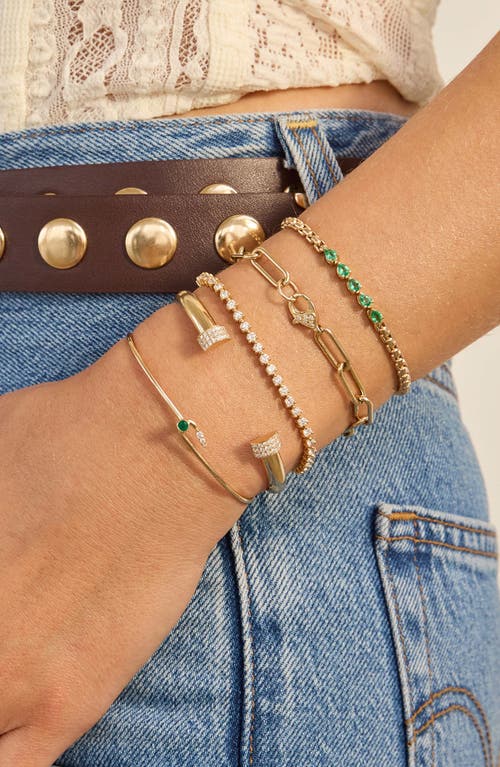 Zoë Chicco Emerald Pear Box Chain Bracelet In Gold