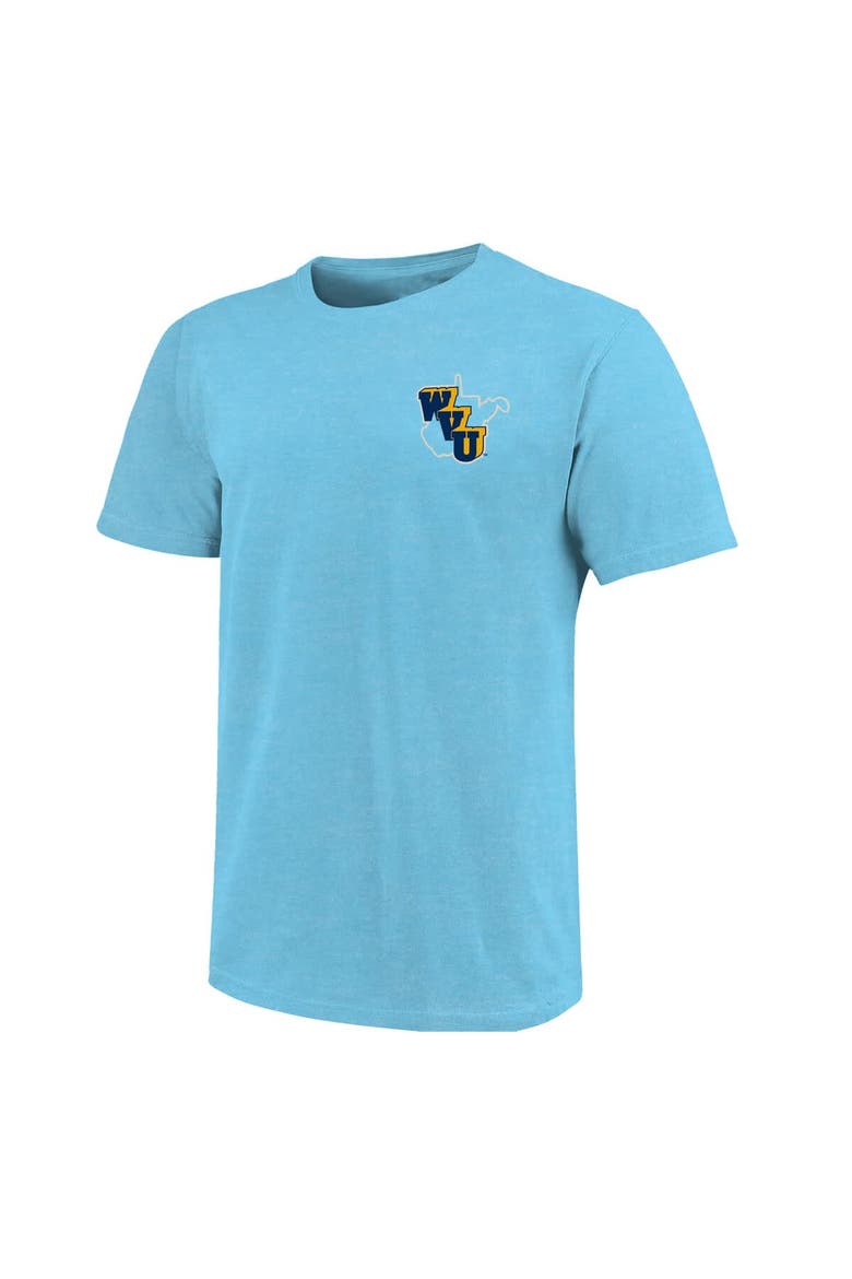 Men's  Light Blue West Virginia Mountaineers Throwback Retro Badge Script T-Shirt, Alternate, color, Light Blue