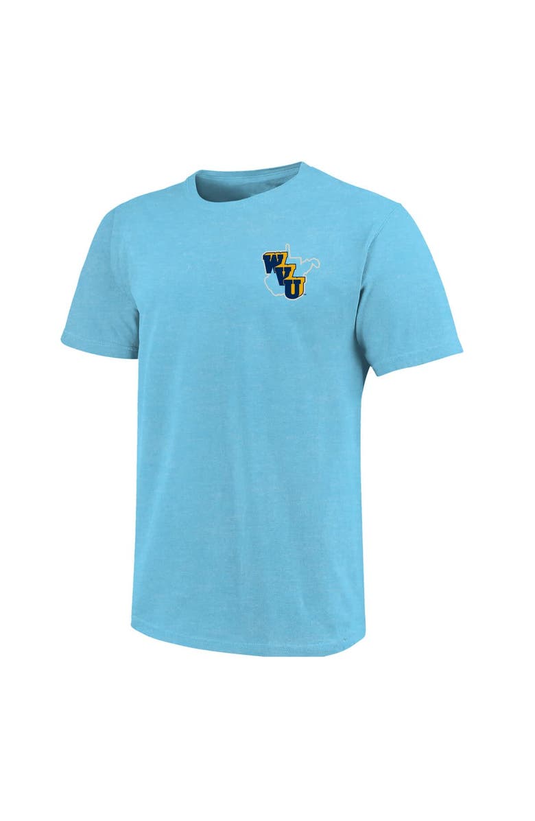 IMAGE ONE Men's Light Blue West Virginia Mountaineers Throwback Retro Badge Script T-Shirt, Alternate, color, Light Blue