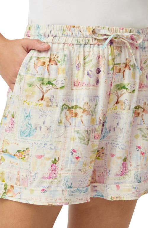 Splendid Coastal Postcard Shorts In Stamp Print