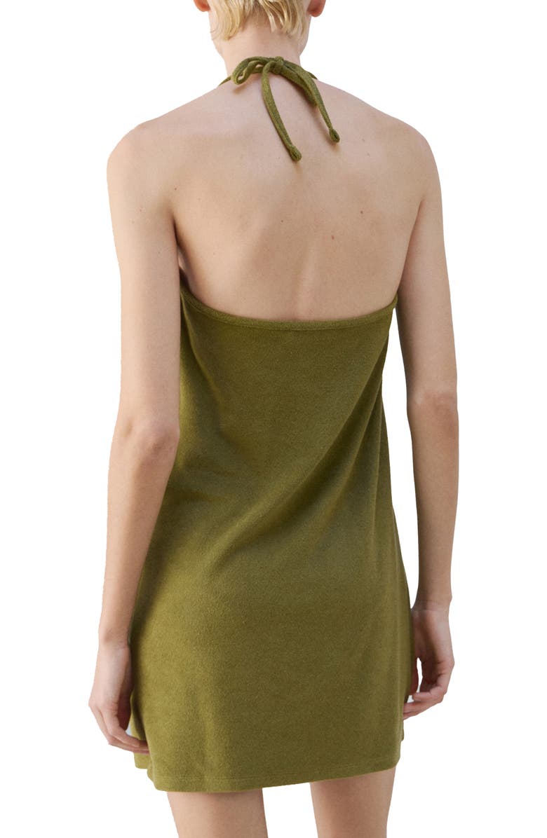 MANGO Terry Halter Nightgown, Alternate, color, Khaki Green