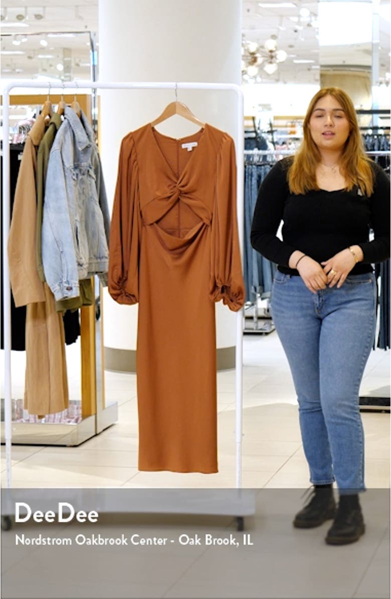 Twist Front Long Sleeve Cocktail Dress, sales video thumbnail