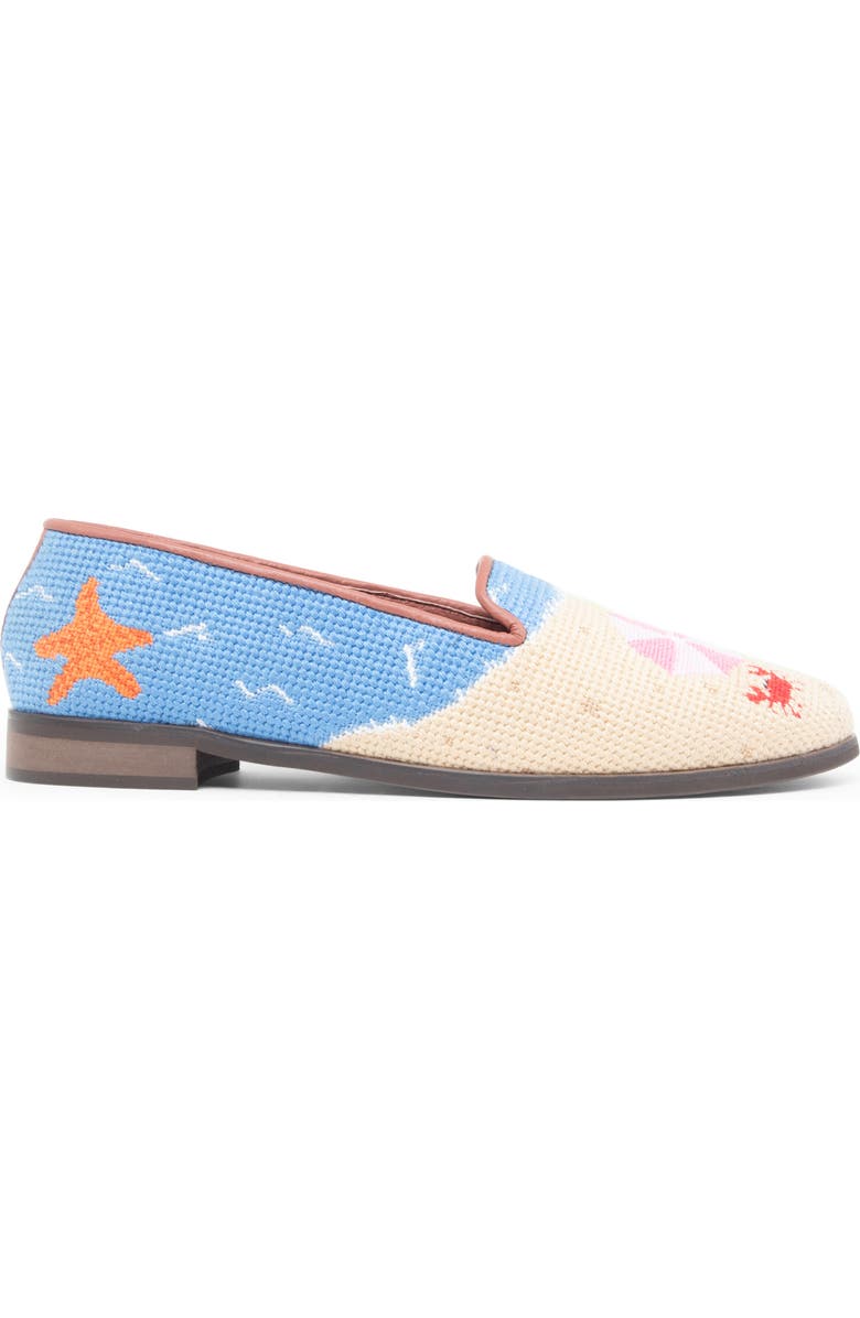 ByPaige Needlepoint Beach Flat, Alternate, color, Navy Sand